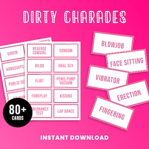 Charadas sujas de despedida de solteira | Dia dos Namorados | Jogos de despedida de solteira | Jogo de festa de galinha | Somente adultos | Cartões de Charada | Download instantâneo