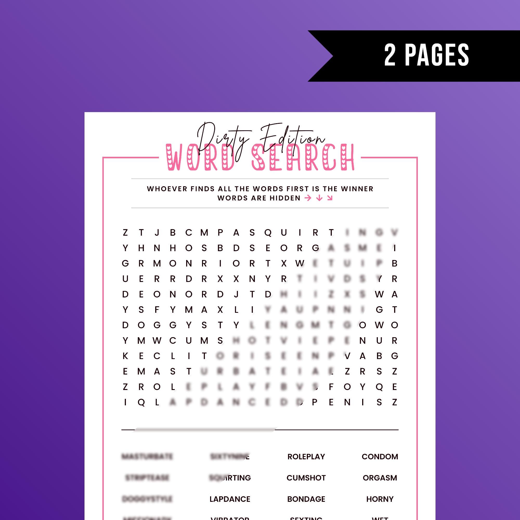 Naughty Bachelorette Word Search | Printable | Adult Games | Sexy Puzzles | Date Night | Instant Download