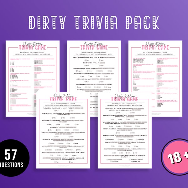 Dirty Edition Trivia Game | Dirty Bachelorette Party Games Bundle | Hen Party | Adult Games | Printable