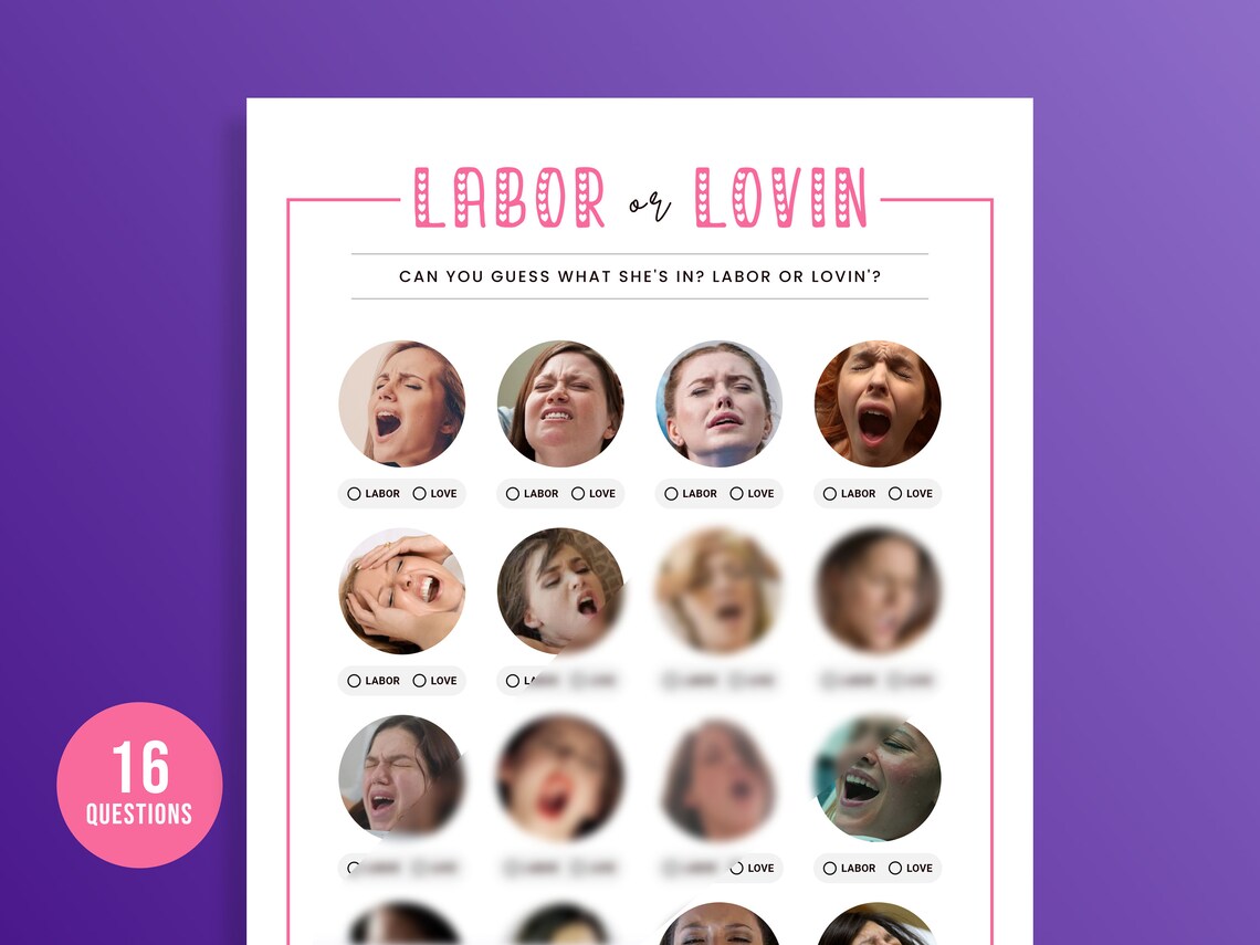 Labor or Lovin, Printable Baby Shower Games, Bachelorette Party Games ...