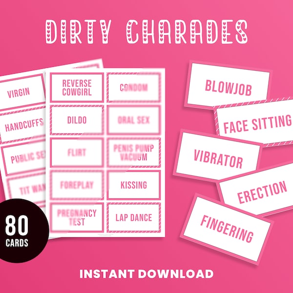 Dirty Bachelorette Charades | Valentines Day | Bachelorette Party Games | Hen Party Game | Adults Only | Charade Cards | Instant Download