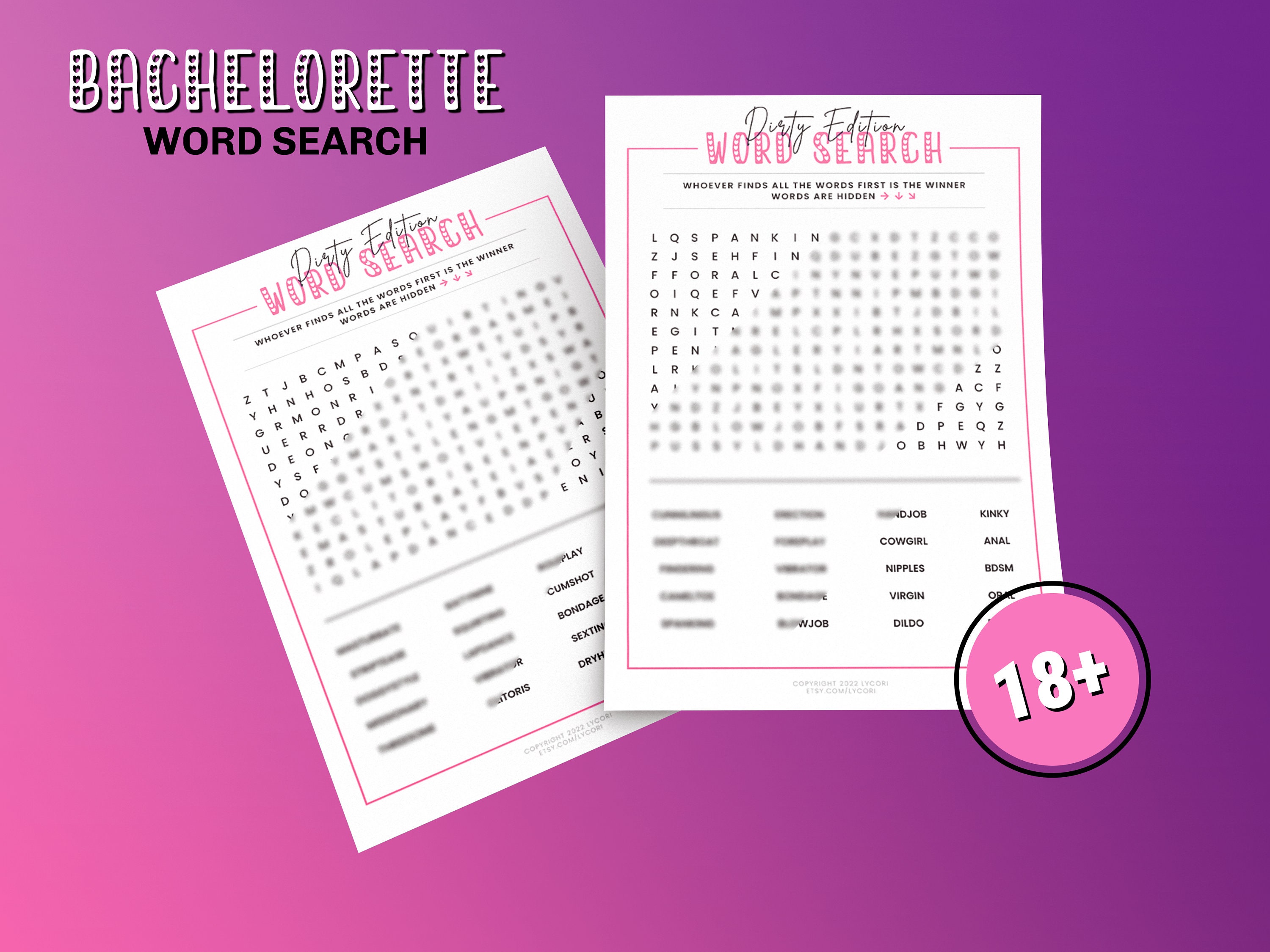 Naughty Bachelorette Word Search Printable Adult Games Sexy Puzzles ...