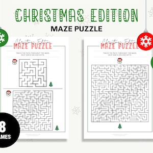 Weihnachts-Labyrinth-Spiel, Labyrinth-Spiel, Xmas Party-Spiel, druckbare Weihnachtsaktivität, Instant Download
