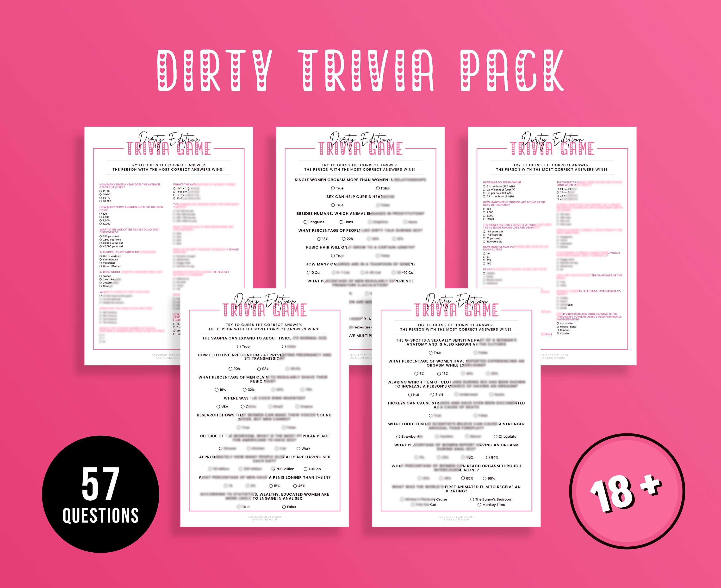 Dirty Trivia Galentines Day Dirty Minds Game Fun Party Game Ladies