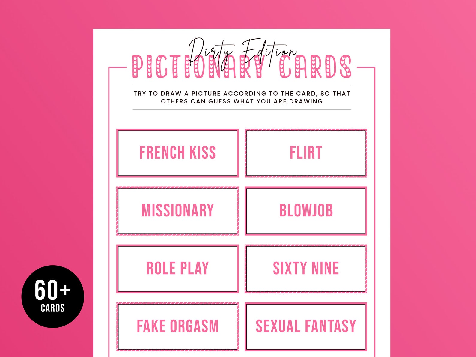 Dirty Pictionary Printable Pictionary Cards Dirty Bachelorette Party ...