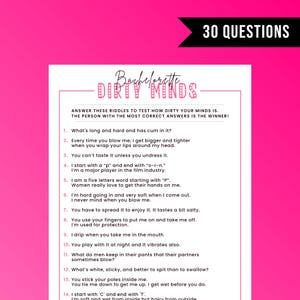 Dirty Minds Game: Adult Party Riddles, Bachelorette Fun (Printable)