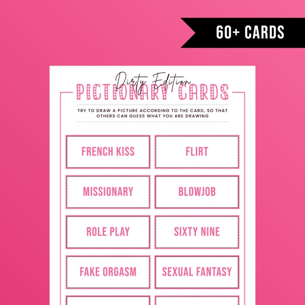 Dirty Pictionary | Printable Pictionary Cards | Dirty Bachelorette Party Game | Hen Do | Dirty Game | Adult Only | Hen Party | Printable