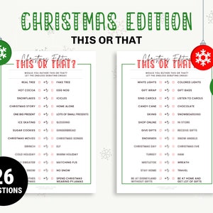 Christmas This or That Game: Holiday Party Printable (Instant Download)