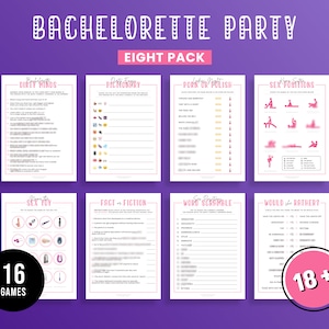 Bachelorette Party Eight Pack | 16 in 8 | X Rated Bachelorette Games | Bridal Shower Games | Adults only | Hen Party | Instant Download