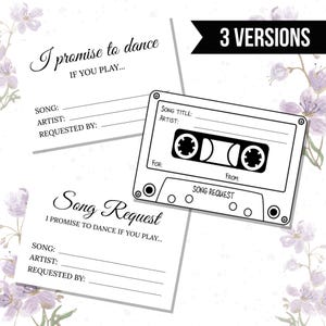 結婚式の曲リクエストカード、印刷可能な曲リクエストカード、ダンスの約束、DJ リクエスト、音楽リクエスト、カラオケ曲カード、即時ダウンロード