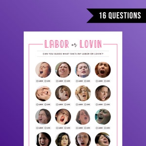 Labor or Lovin Game: Adult Bachelorette, Bridal, Baby Shower (Instant Download)