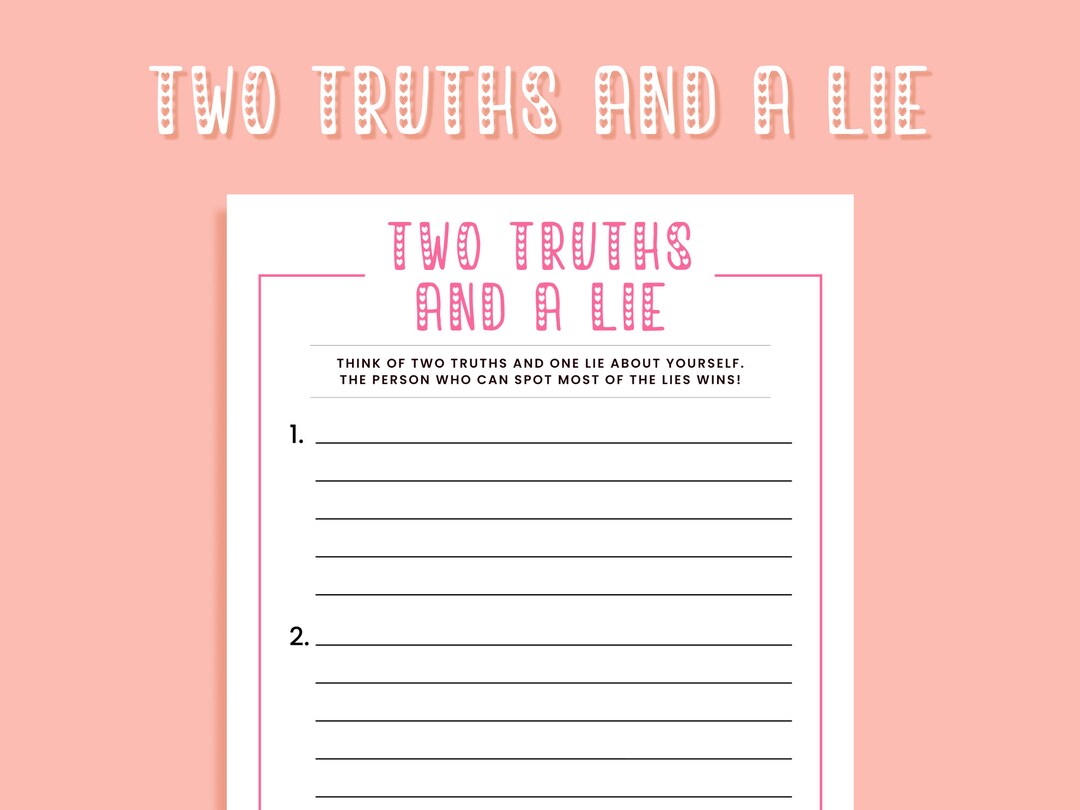 Two Truths and a Lie, Bridal Shower Game, Party Games, Date Night, 2