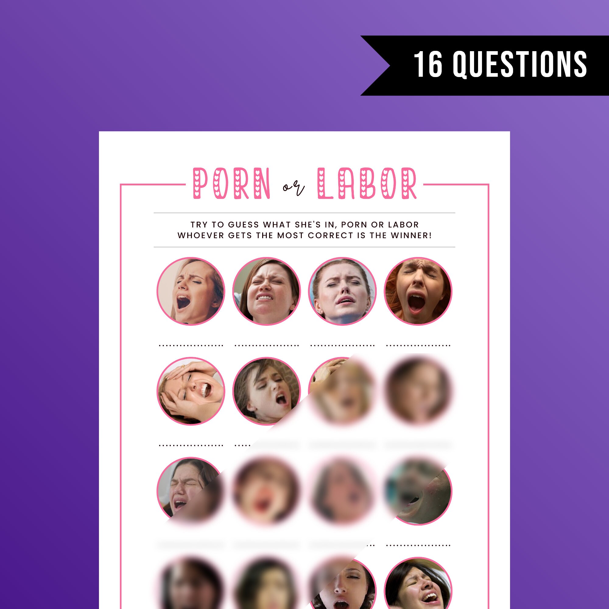 Porn or Labor | Baby Shower Game, Labor or Lovin | Bachelorette Party Game  | Hen Party | Printable - Etsy Finland