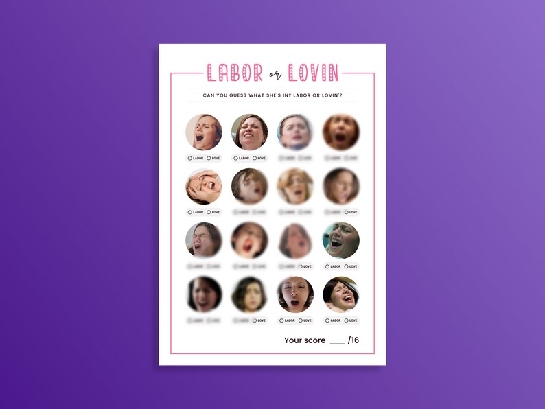Labor or Lovin, Printable Baby Shower Games, Bachelorette Party Games ...