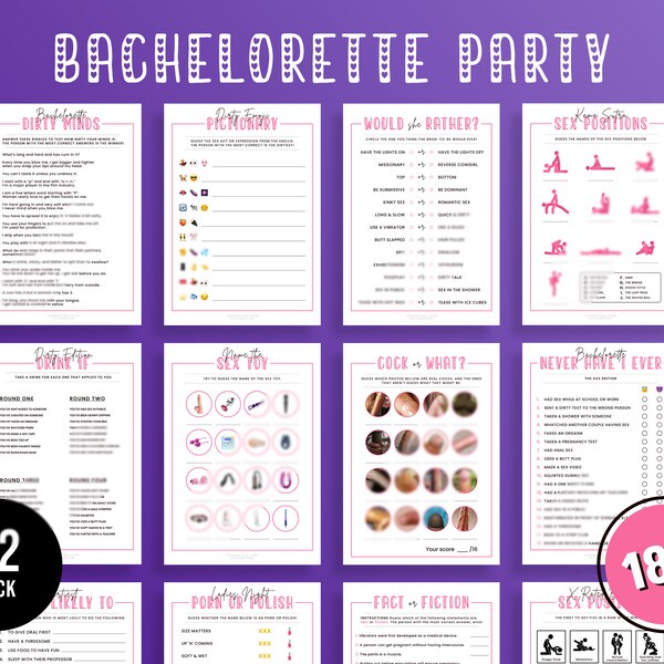 Bachelorette Party Twelve Pack | Bachelorette Bundle | Modern X Rated Bachelorette Games | Hen Do Quiz Games Pack | Adults only | Hen Party