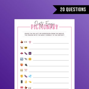 Dirty Emoji Pictionary / Gioco di addio al nubilato / Giochi di addio al nubilato sporchi / Gioco di addio al nubilato maleducato / Addio al nubilato / Stampabile