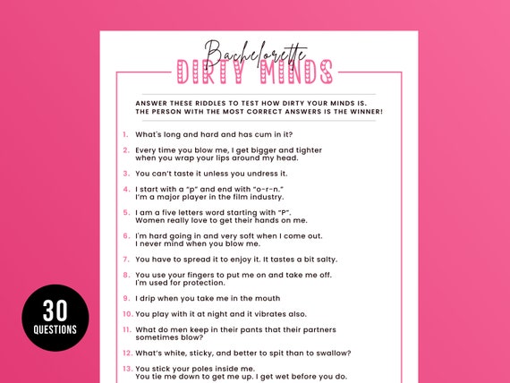 Script Dirty Minds Game Card Dirty Riddles Bachelorette 