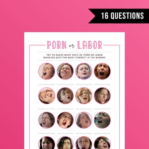 Porn or Labor, Valentine's Day, Bachelorette Party Games, Hen Party Game, Baby Shower Game, Loving or Labor Quiz, Bridal Shower Games