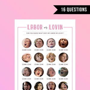 Labor or Lovin Game: Baby Shower, Hen Party Quiz (Instant Download)