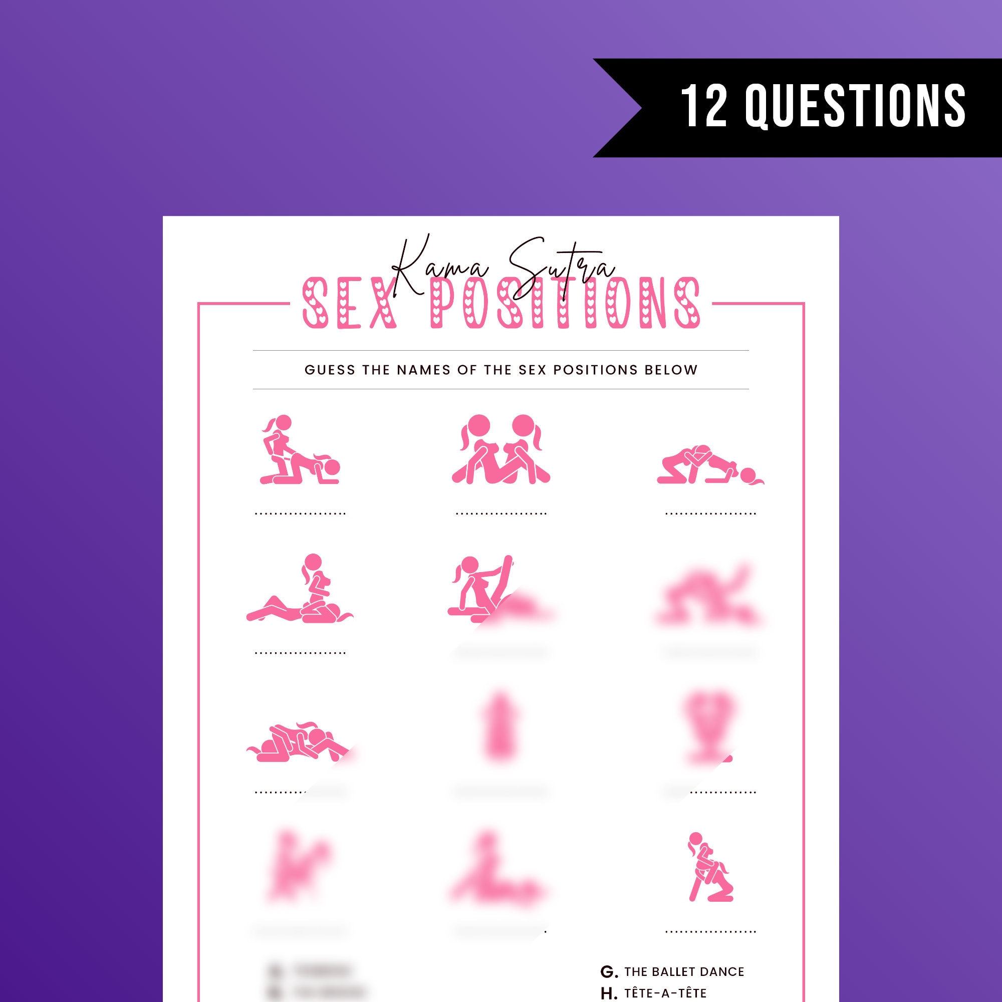 Lesbian Guess the Sex Positions, Kama Sutra, Lesbian Bachelorette Party  Games, Adults Only, Dirty Hen Party Games - Etsy Canada