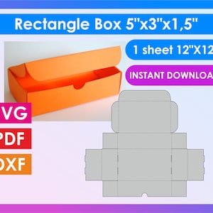 Plantilla de caja rectangular svg caja de envío caja simple plantilla de caja cricut svg caja clásica bolsa de regalo de papel archivos pdf dxf svg