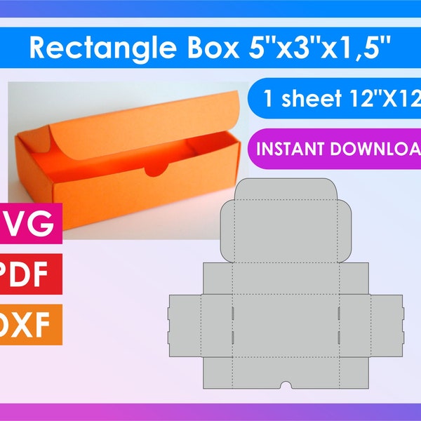 Rectangle box template svg shipping box simple box cricut box template svg classic box paper gift bag pdf dxf svg files