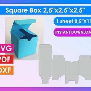 Plantilla de caja cuadrada svg caja de envío caja simple plantilla de caja cricut svg caja clásica bolsa de regalo de papel archivos pdf dxf svg
