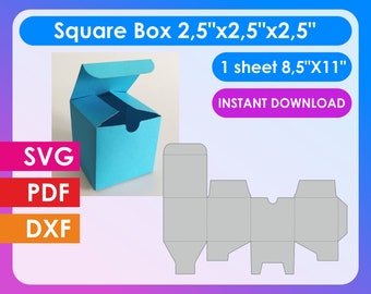 Square box template svg shipping box simple box cricut box template svg classic box paper gift bag pdf dxf svg files