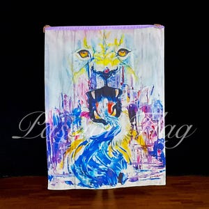 Lion in the City Prophetic Silk Worship Flag: Prophetic Christian Art (Digital Print)
