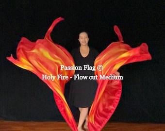 Holy Fire - Artisan Silk Hand Painted Praise and Worship Flag and Banners