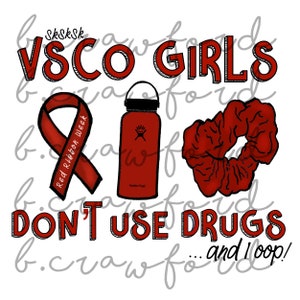 VSCO Girls Red Ribbon Week Sublimation Design - 300 DPI