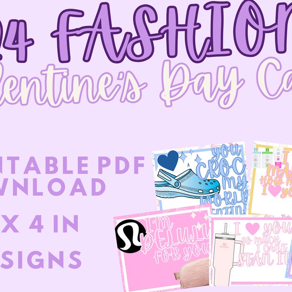 Fashion Stanley Cup Elephant Scott Jewelry Make Up Purses Valentine's Day Cards - Printable Digital Download