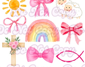 Crea un arcobaleno affollato di cieli - Design Christian Coquette Bow - 300 DPI