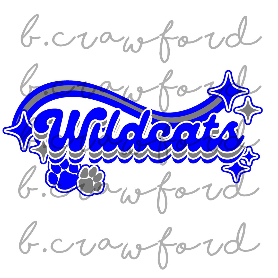 Wildcats Blue and White Retro Sublimation Design- 300 DPI - Etsy