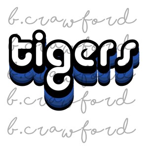 Tigers Retro Basketball Wording Sublimation Design - 300 DPI