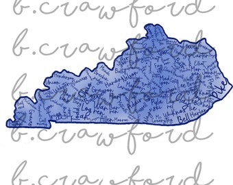 Kentucky Counties Sublimation Design- 300 DPI