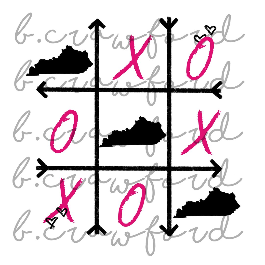 Kentucky Valentines Day Tic Tac Toe Sublimation Design - 300 DPI - Etsy