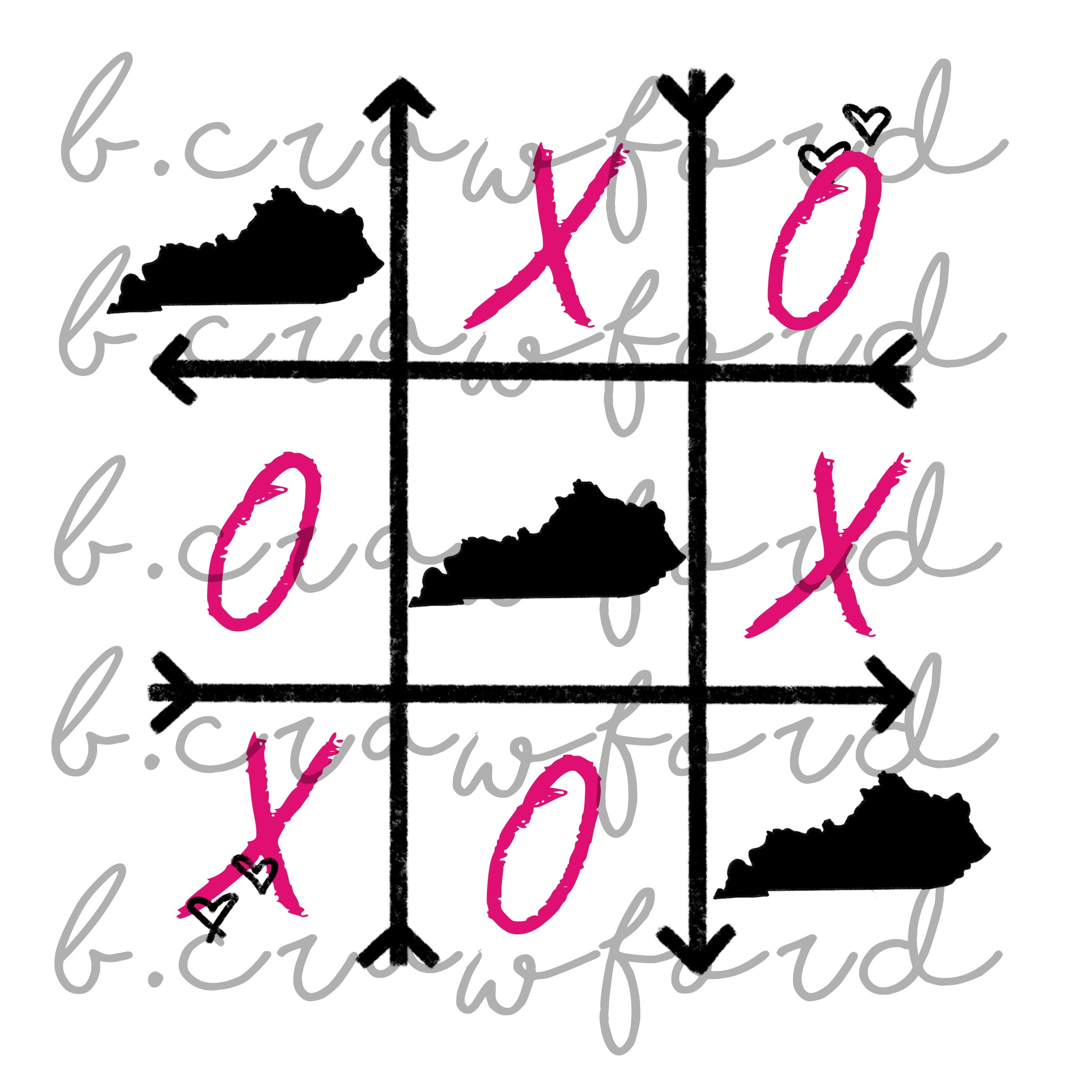 Kentucky Valentines Day Tic Tac Toe Sublimation Design 300 - Etsy