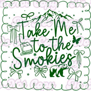 Take Me to the Smokies PF Bows Sublimation Design with Pocket Design Front and Back Images - 300 DPI