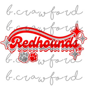 Redhounds Grey and Red Retro Sublimation Design- 300 DPI