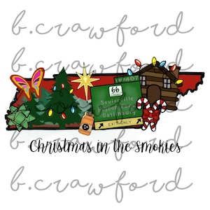 Christmas in the Smokies Pigeon Forge Gatlinburg Tennessee Holiday Sublimation Design - 300 DPI