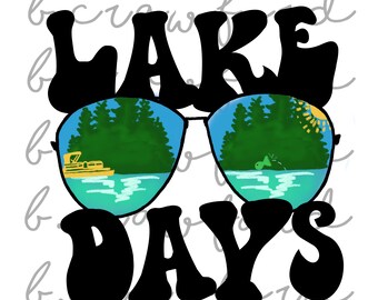 Lake Days Sunglasses Summer Sublimation Design - 300 DPI