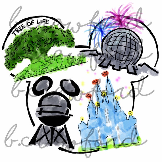 Download Disney Parks Watercolor Sublimation Design Png For Dtg Etsy