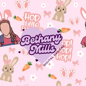 File di disegno con motivo senza cuciture Hop Little Bunnies Rachel sublimazione