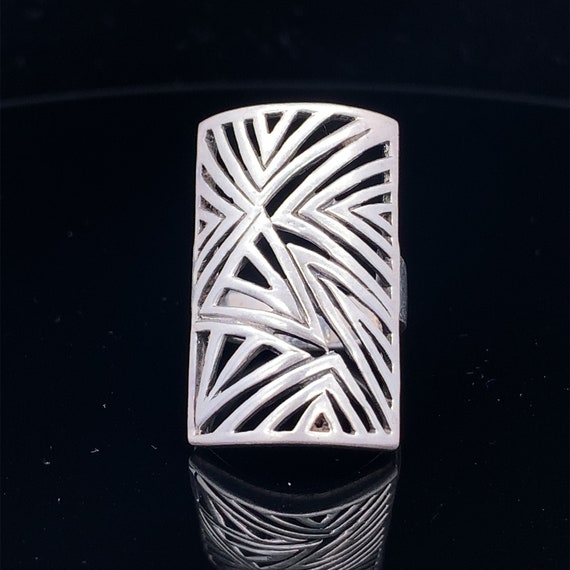 127# Sterling Silver vintage rectangular design r… - image 1