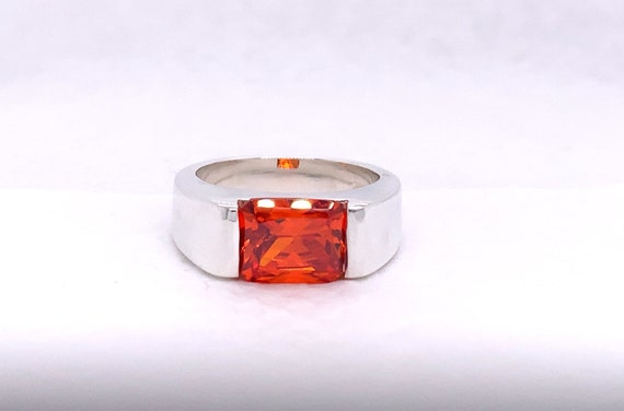 925 Sterling Silver Synthetic Citrine Ring - image 3