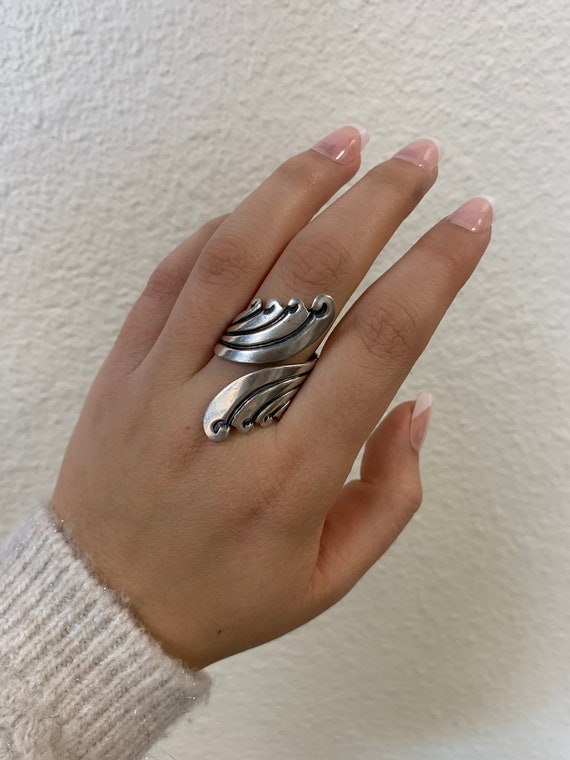 Sterling Silver Swirl Bypass Ring - image 3