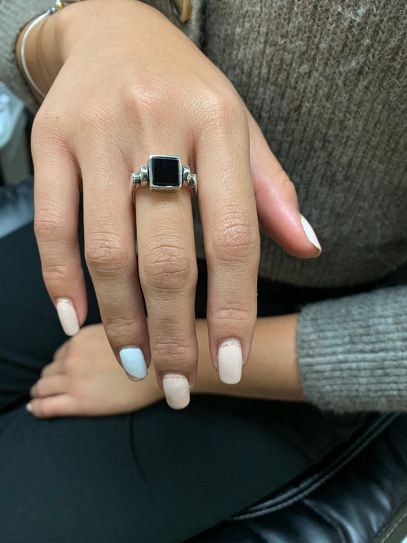 Sterling Silver Black Onyx Rotating Ring