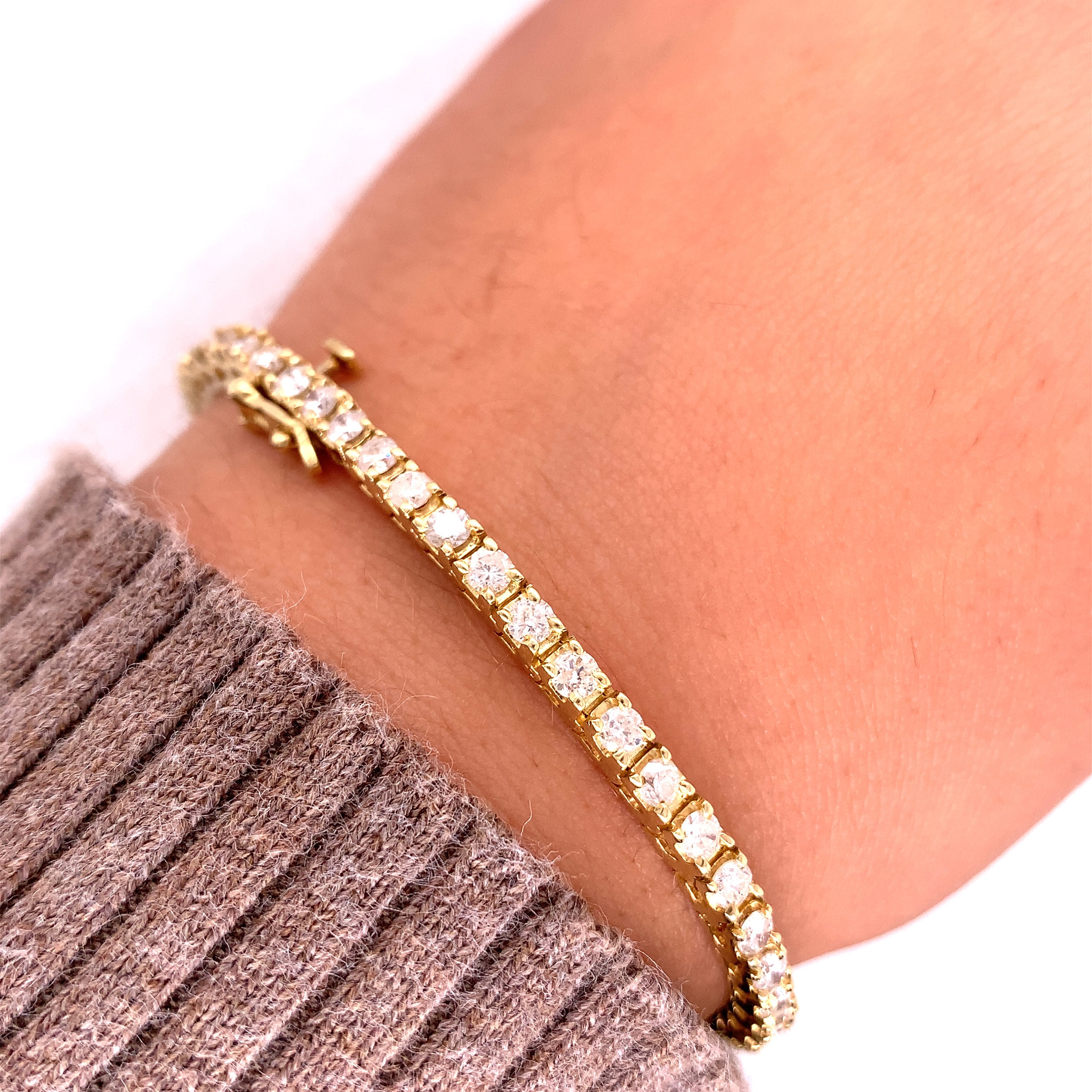 80# 14k YG 3ct Tw Diamond Tennis Bracelet - Etsy