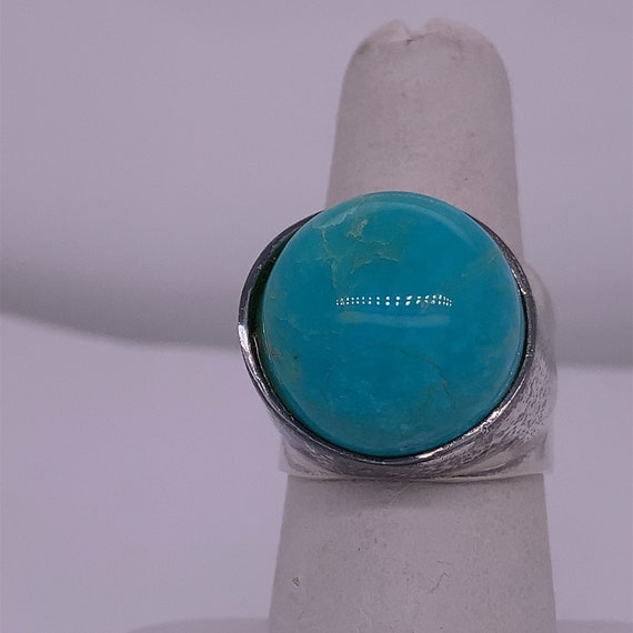 51# Sterling Silver Turquoise Orb Ring - image 1